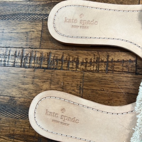 Kate Spade Sandal Raffia Natural Canvas multicolor jewel details size 8 - Picture 6 of 11